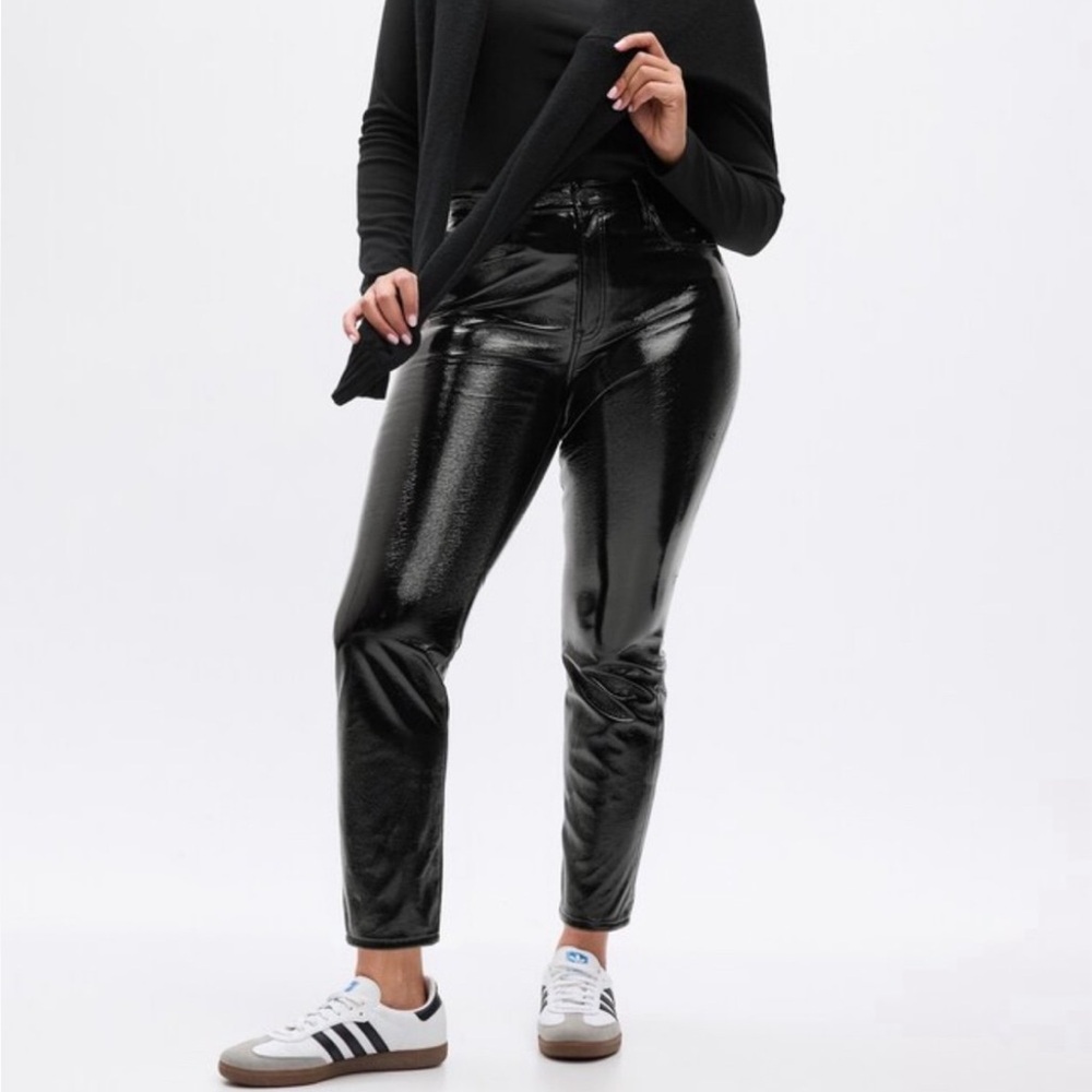 GAP Women's High Rise Black Pleather Jeans